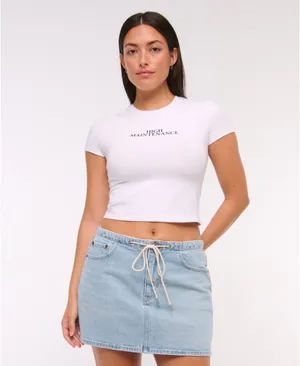 Abercrombie Curve Love Mid Rise Denim Mini Skirt 27 thumbnail 2
