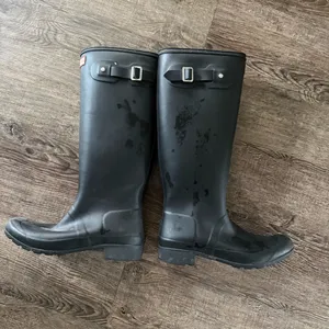 HUNTER Original Rain Boots Tall Women 9 Black Slip On Waterproof Buckle Rubber thumbnail 5