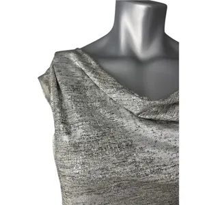 Vince Camuto Women's Silver Metallic Ruched Mini Dress 6 Sheath Cowl Neck thumbnail 3