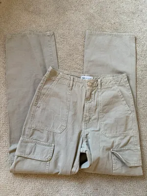 ZARA Tan Cargo Pants thumbnail 5