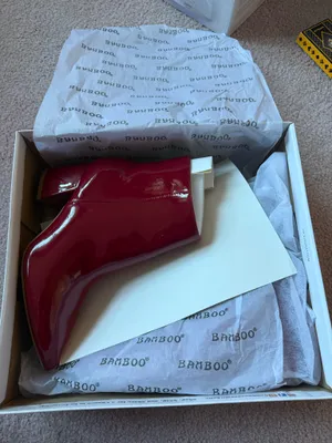 Bamboo Red Faux Leather Chunky Heel Boot thumbnail 2