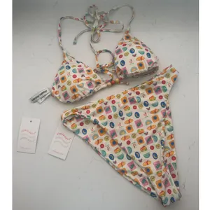 Dippin Daisys Cece Top/Besties Bottom M Bikini Set Tropical Passport Print NWT thumbnail 3
