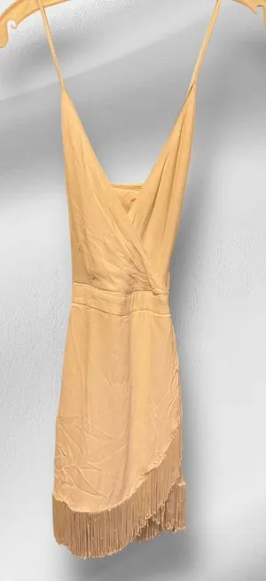 Lovers & Friends Elegant Wrap Cream‎ Mini Dress with Fringe thumbnail 1