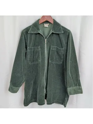 Vintage Ladies Zip Up Corduroy Shirt Jacket Medium thumbnail 6