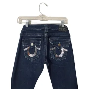True Religion Blue Billy Dark Wash Boot Cut Denim Jeans Women SZ 25 thumbnail 4