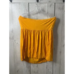 Isabel by Ingrid & Isabel Maternity Tube Top Mustard Yellow Strapless Cinched M thumbnail 3