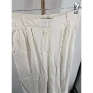 Abercrombie & Fitch White Wide Leg Linen Blend Pants Size 10 thumbnail 7