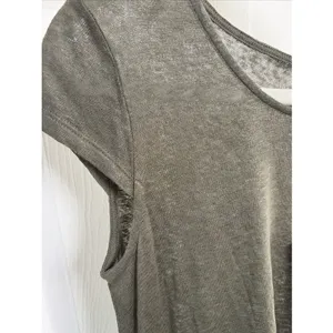 Kische Tee Womens Size S Olive Green Linen Blend Slub Knit Short Sleeve NEW thumbnail 3