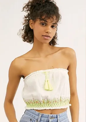 Free People No More Tiers Tube Top Neon Embroidered thumbnail 1