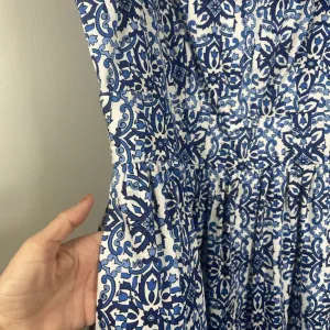 Milly Blue White Cotton Floral Sleeveless‎ V-Neck Shift Dress Sz 10 Fit & Flare thumbnail 5
