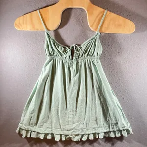 983 |Princess Polly Ruffle Hem Cottagecore Babydoll Cami Top Sage Green Womens 2 thumbnail 1