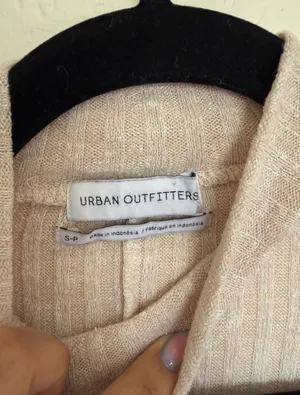 Urban Outfitters Ribbed Choker Cutout Sweater S Beige thumbnail 4