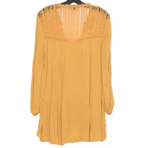 American Eagle Top Boho Cottage Prairie Romantic Hippie Fairy Folk Mustard Large thumbnail 2