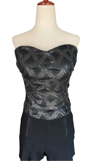 Y2K Body Central black strapless sequin top thumbnail 1