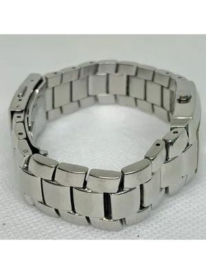 Vintage guess steel women watch silver tone 21mm quartz links 6.5” running thumbnail 6