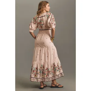 NWT by Anthropologie Somerset Maxi in Creme Floral Puff-Sleeve Edition Dress S thumbnail 2