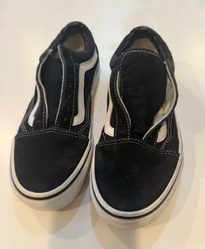 Vans Old Skool Black and White Canvas and Suede Skate Sneakers, Men's 5.5 / Wome thumbnail 1