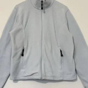 L.L. Bean Women’s Full-Zip Fleece Sweater Size L Light Blue Soft Polar Warm thumbnail 2