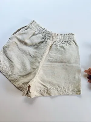 NEW H&M Linen Blend Pull On Shorts Light Beige thumbnail 3