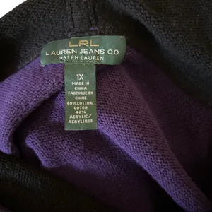 Lauren Ralph Lauren Women 1X Knit Hoodie Purple Black Kangaroo Pocket Boho thumbnail 8