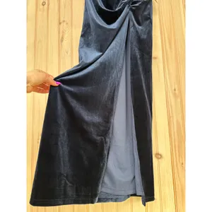 Lulus Alluring Image Navy Blue Ruched Velvet Mock Neck Maxi Dress Party Small thumbnail 5