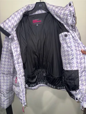 OOSC purple houndstooth chic ski puffer jacket size large‎ thumbnail 8