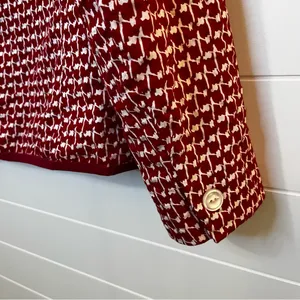 Women’s Red Patterned Women's Blazer Vintage Retro M-L Button Accents Handmade thumbnail 10