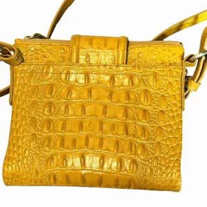 Brahmin Yellow Croc Embossed Crossbody Zip Top Turn Lock Gold Hardware thumbnail 9