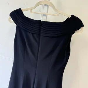 Y2K Adrianna Papell Black Rosette Ruched Off Shoulder Cocktail Sheath Dress Sz 4 thumbnail 5