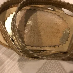 Michael Kors Gold Ankle Strap Sandal Wedges Size 7 thumbnail 3
