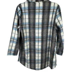MELLODAY Blue Plaid Shacket XL Oversized Flannel Jacket‎ Lightweight Coat thumbnail 2