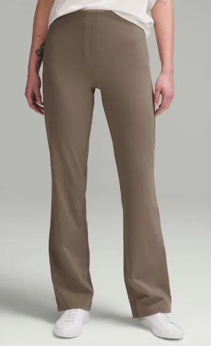 Lululemon Smooth Fit High Rise Flare Leg Pull On Casual Neutral Pants Tan 27in 0 thumbnail 1