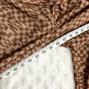 White Fox Boutique Brown Checkered High Rise Mesh Pull On Flare Pants M thumbnail 8