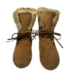 TOMS Nepal Chestnut Brown Suede Faux‎ Fur Trim Moccasin Boots Womens 8.5 710515 thumbnail 2
