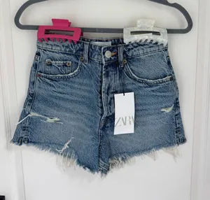ZARA High-Rise Split Shorts in Blue Denim thumbnail 1