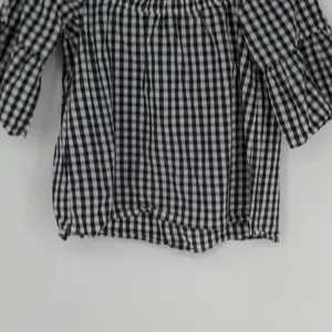 Abercrombie & Fitch Top Women’s S Black White Gingham Off Shoulder Bell Sleeve thumbnail 13