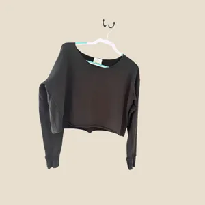 OFFLINE by Aerie Women Black Cropped Long Sleeve Ribbed Side Panel Top Small thumbnail 2