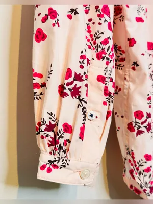 J.Crew Classic-Fit Collarless Puff Sleeve Pink Budding Floral Shirt Blouse NWT thumbnail 8