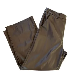 Joe's Jeans Brown Faux Leather Pants Size 31 Wide Leg Trouser Crop Designer $200 thumbnail 9