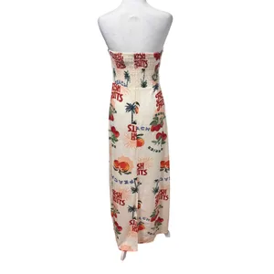 Anthropologie Paper Heart Fresh Fruits Maxi Dress Womens 4 Tropical Linen Blend‎ thumbnail 5