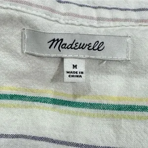 Madewell Rainbow Stripe Linen Blend Daily Shirt Women’s Medium thumbnail 4