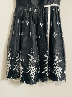 Vintage ABS Allen Swartz Floral Embroidered Chiffon Flare Dress 8 Formal Grunge thumbnail 5
