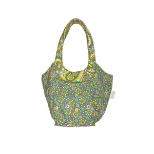 Vera Bradley Quilted "Lemon Parfait" Yellow Large Hobo Handbag Paisley‎ Bright thumbnail 3
