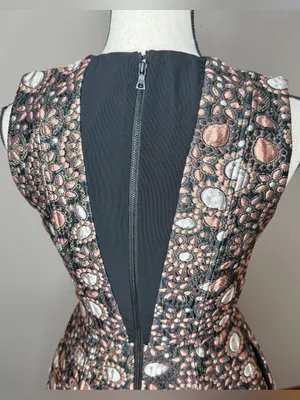 Alice & Olivia Pacey Low V-Neck Metallic Brocade Jacquard Lantern Mini Dress 2 thumbnail 4