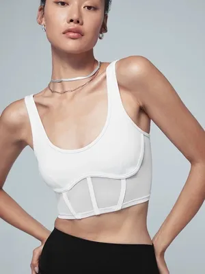 Alo Yoga Airbrush Mesh Corset Tank in white thumbnail 1