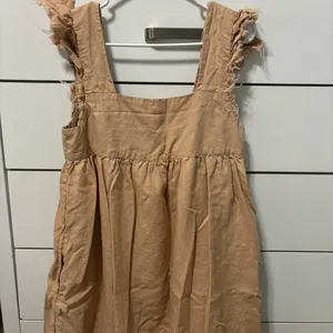 Aerie Flutter Sleeve Square Neck Babydoll Tunic Linen Blend Mini Dress thumbnail 3