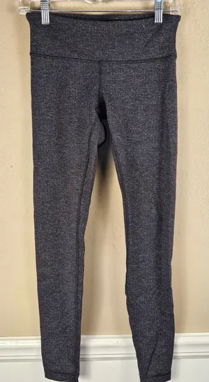 Lululemon Luon Variegated Knit Black Wunder Under Low‎ Rise Tight Leggings 6 thumbnail 1
