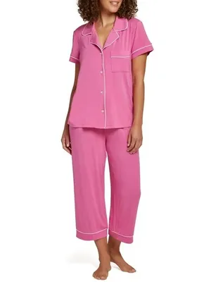 Ann Taylor LOFT Pajamas set modal Sleep Notch Collar Capri pants short sleeve thumbnail 2