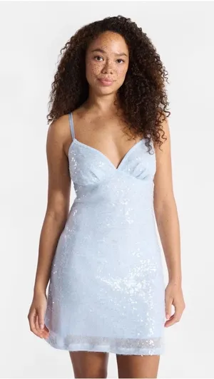 No Boundaries Silver Sequin Mini Dress Women Medium 8-10 V-Neck Party‎ thumbnail 1