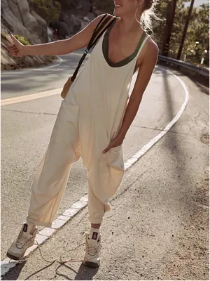 Free People FP Movement Onesie Jumpsuit Size L Oatmeal Heather thumbnail 3